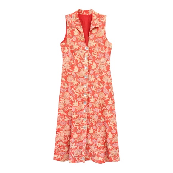 Vintage 90s Coldwater Creek Floral Linen Blend Midi Dress 10 Coastalgrandma - Picture 3 of 10